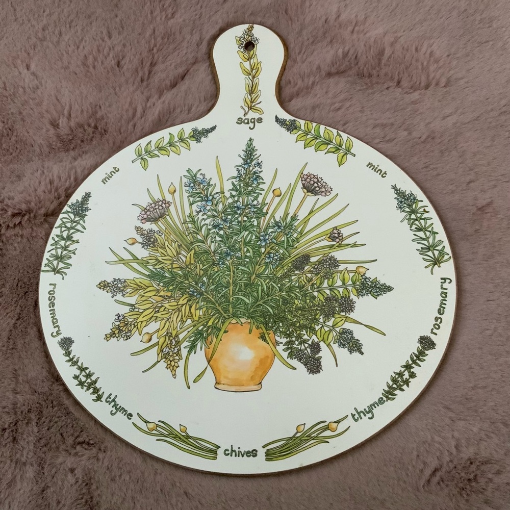 Vintage Cloverleaf England Herb Garden Laminate Hanging Cutting Board